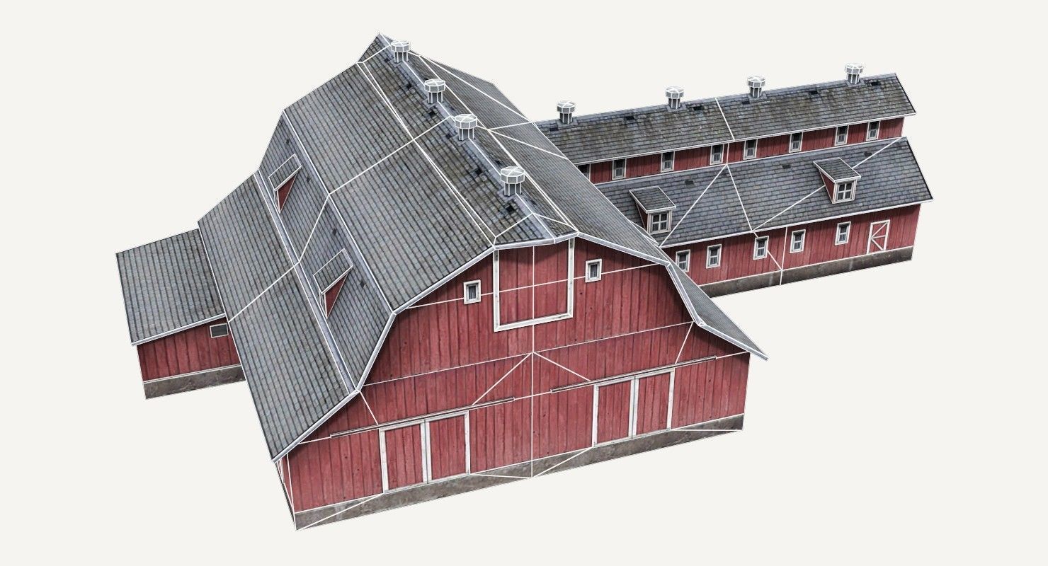 Low-Poly Farmer Barn House Low-poly 3D model_8