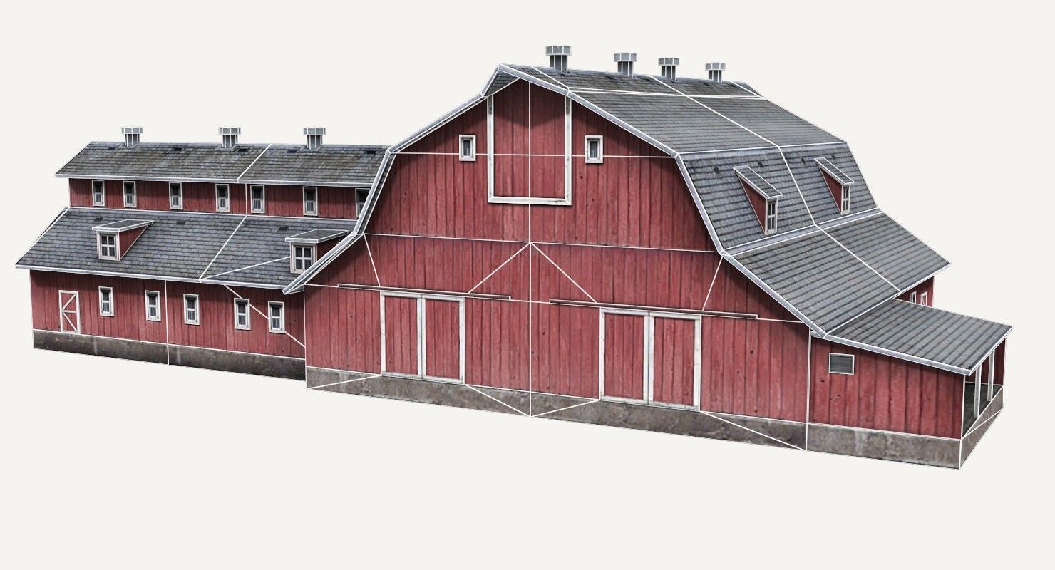 Low-Poly Farmer Barn House Low-poly 3D model_10