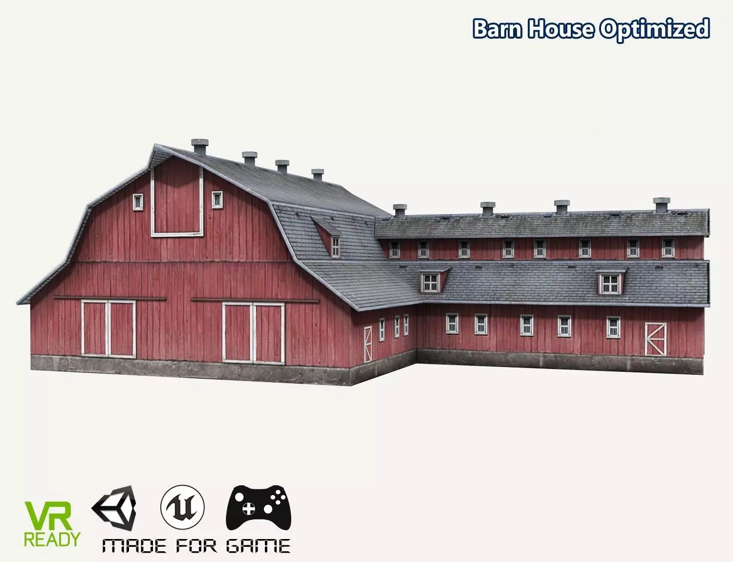 Low-Poly Farmer Barn House Low-poly 3D model_0
