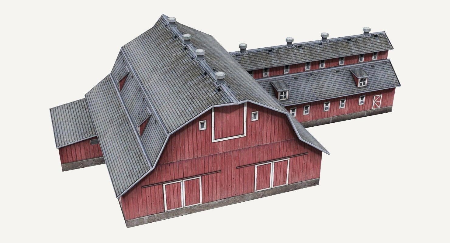 Low-Poly Farmer Barn House Low-poly 3D model_2