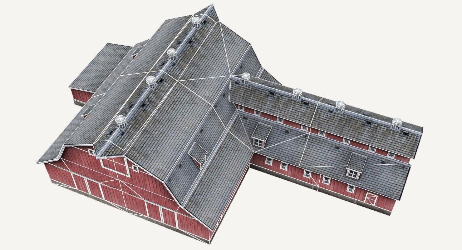 Low-Poly Farmer Barn House Low-poly 3D model_12