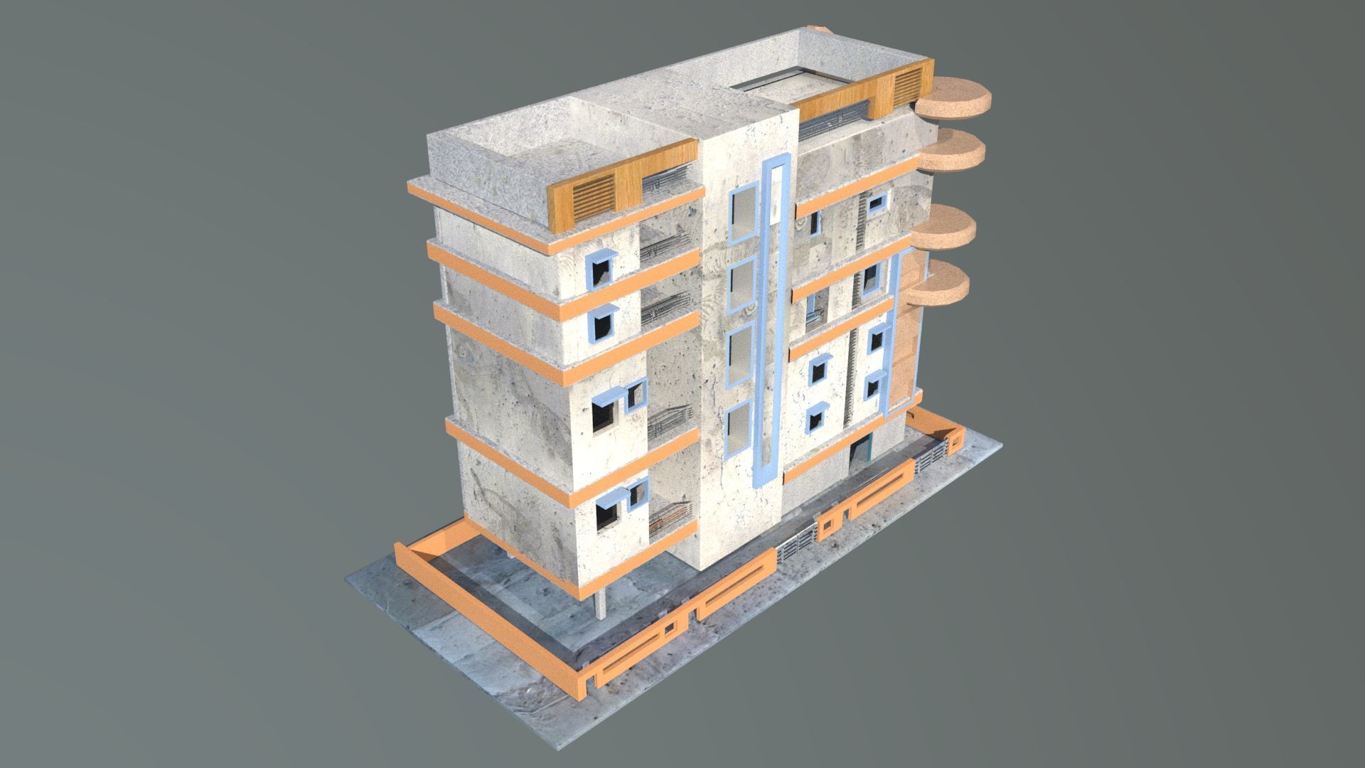 laos Game Building 3 Low-poly 3D model_1