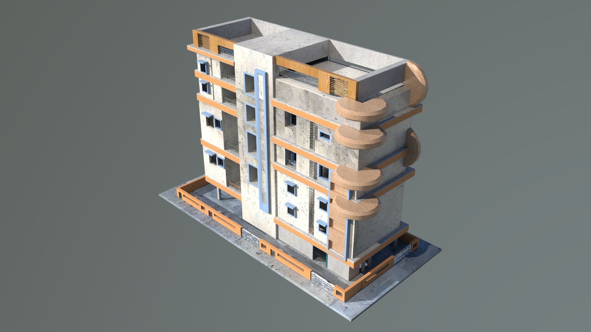 laos Game Building 3 Low-poly 3D model_2