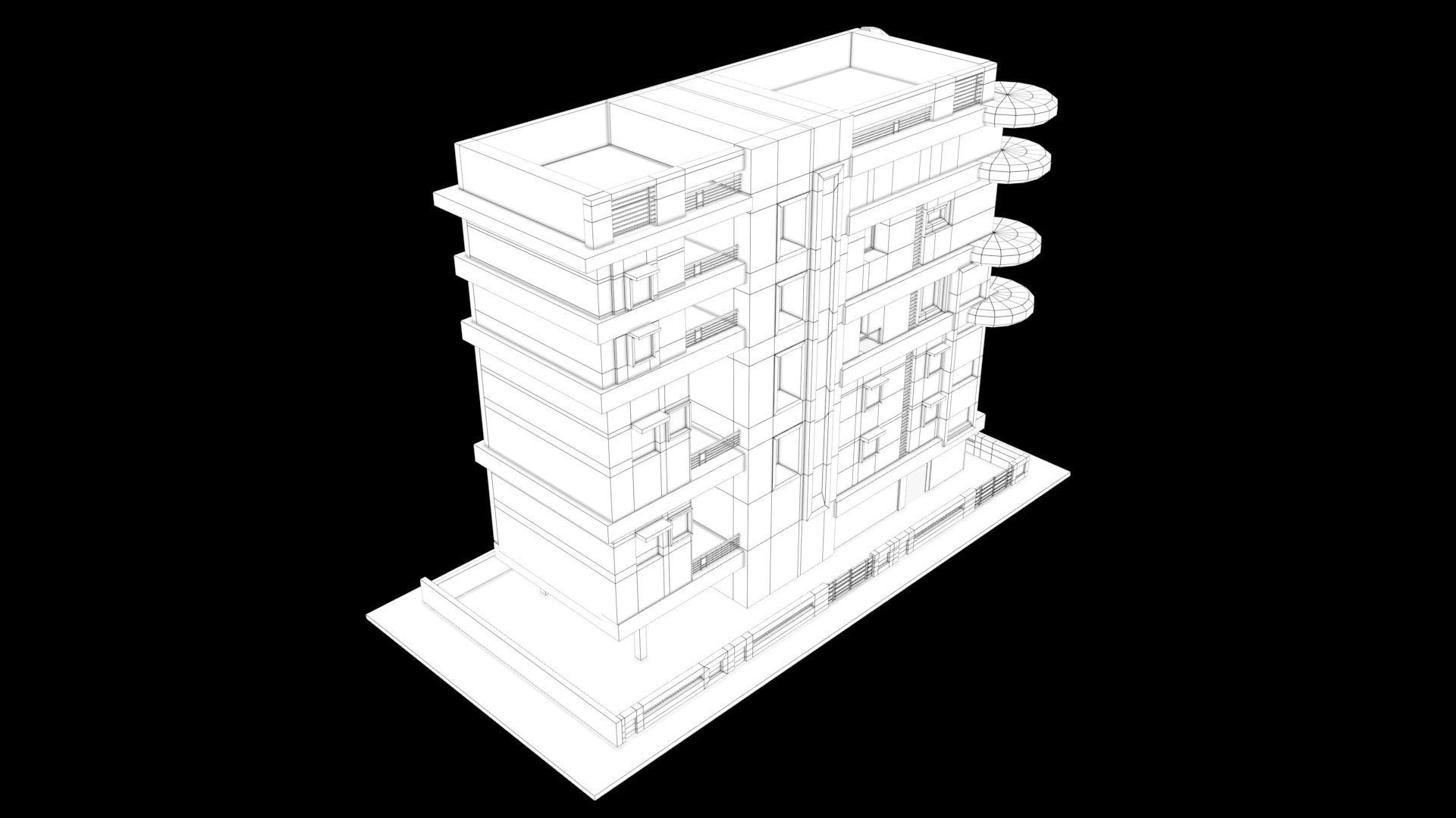 laos Game Building 3 Low-poly 3D model_6