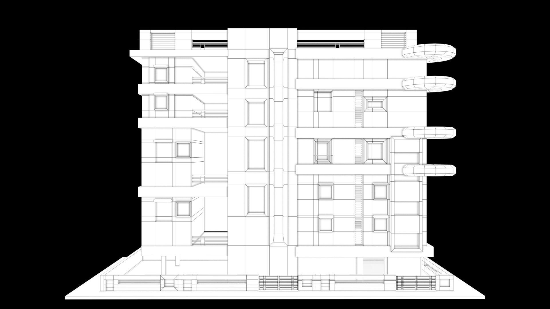 laos Game Building 3 Low-poly 3D model_5