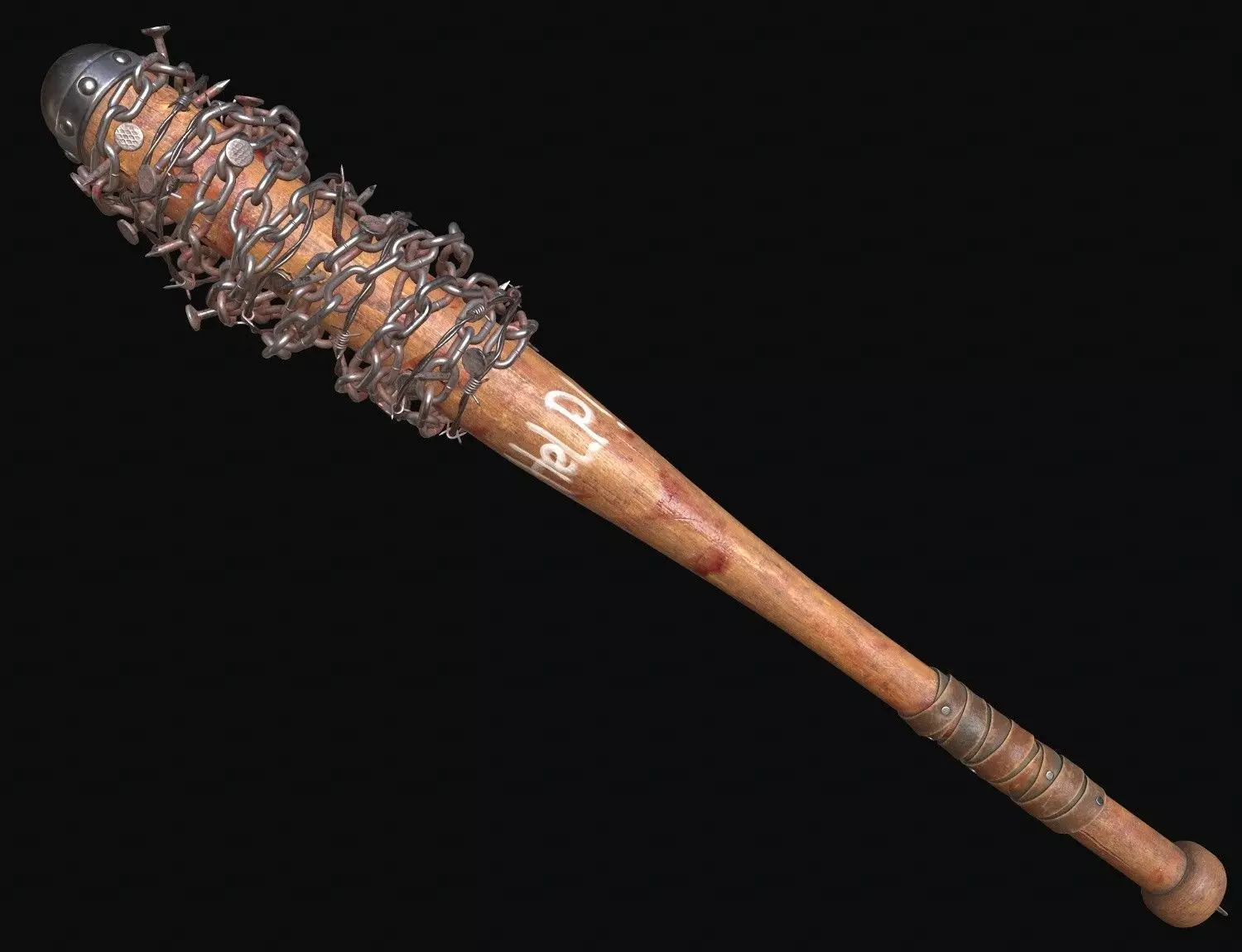 Baseball Bat with Barbed Wire 3D model_0