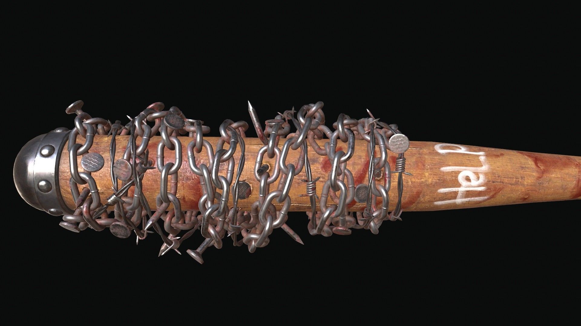 Baseball Bat with Barbed Wire 3D model_14