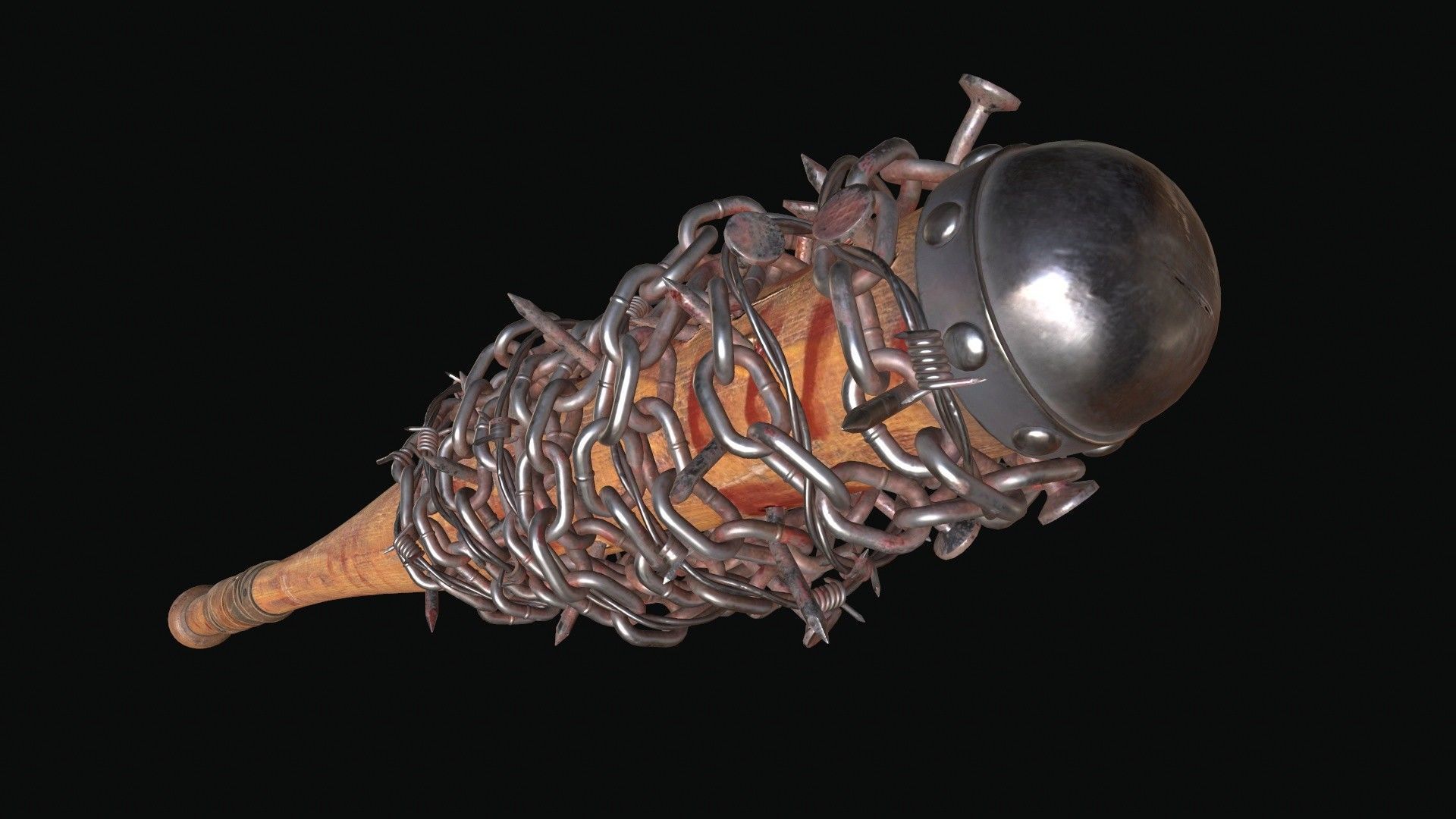 Baseball Bat with Barbed Wire 3D model_4