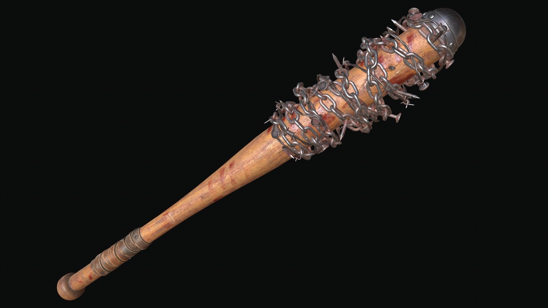 Baseball Bat with Barbed Wire 3D model_7