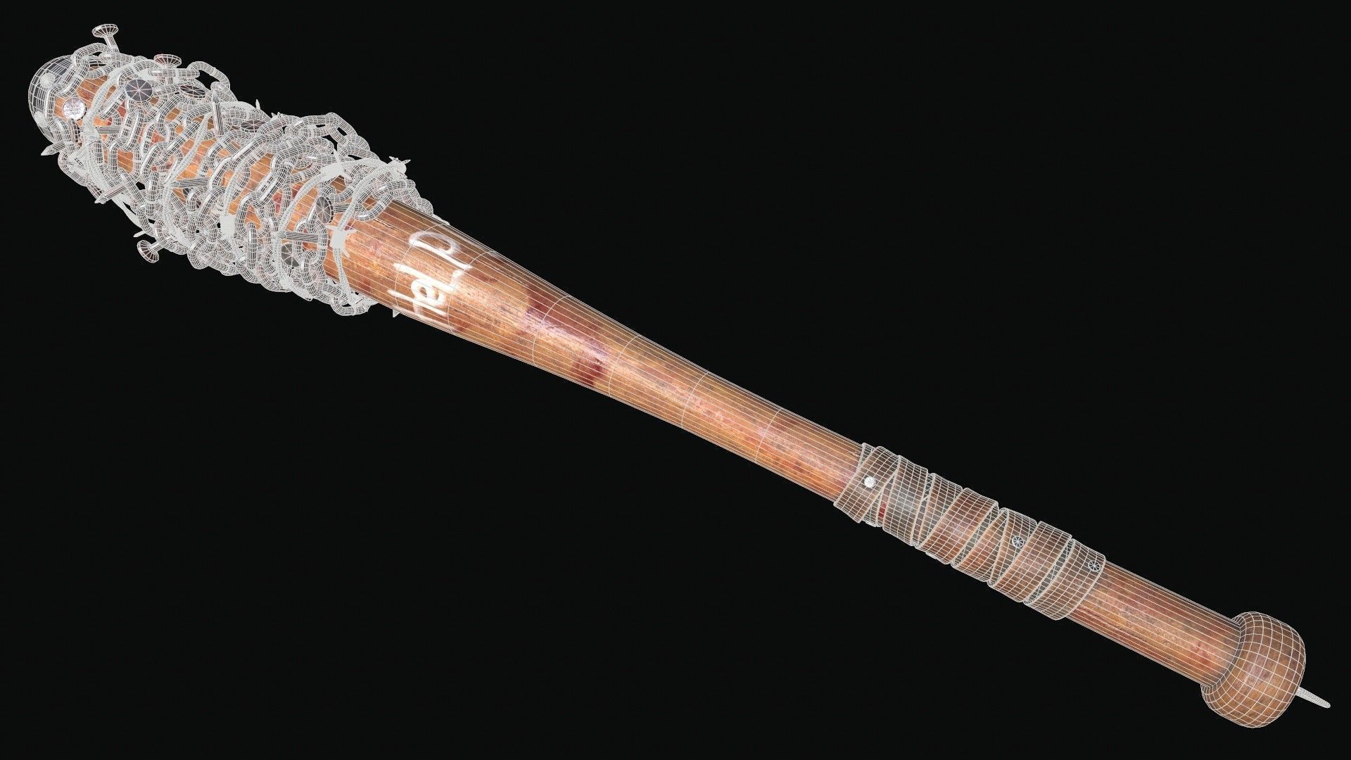 Baseball Bat with Barbed Wire 3D model_6