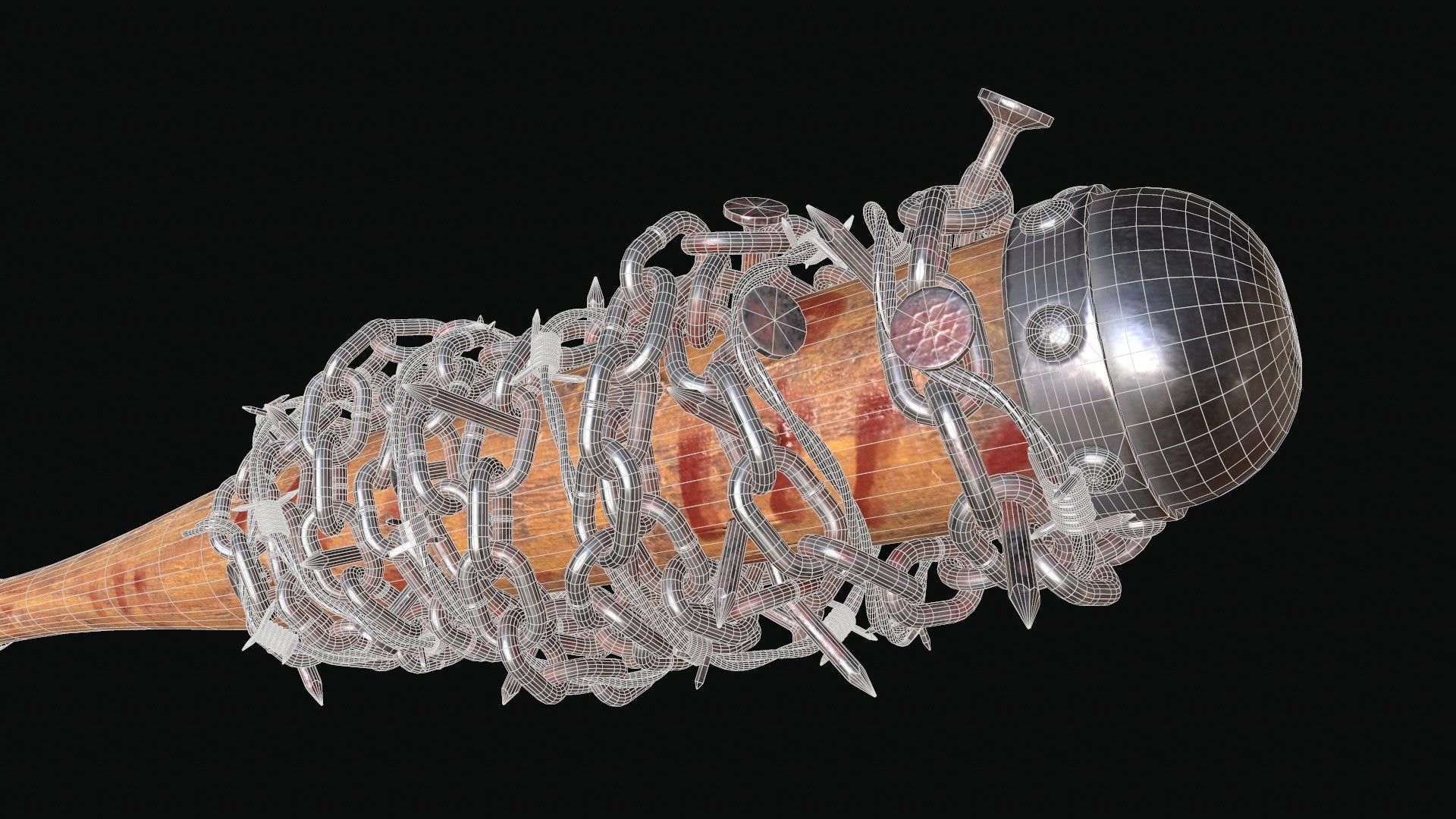 Baseball Bat with Barbed Wire 3D model_8