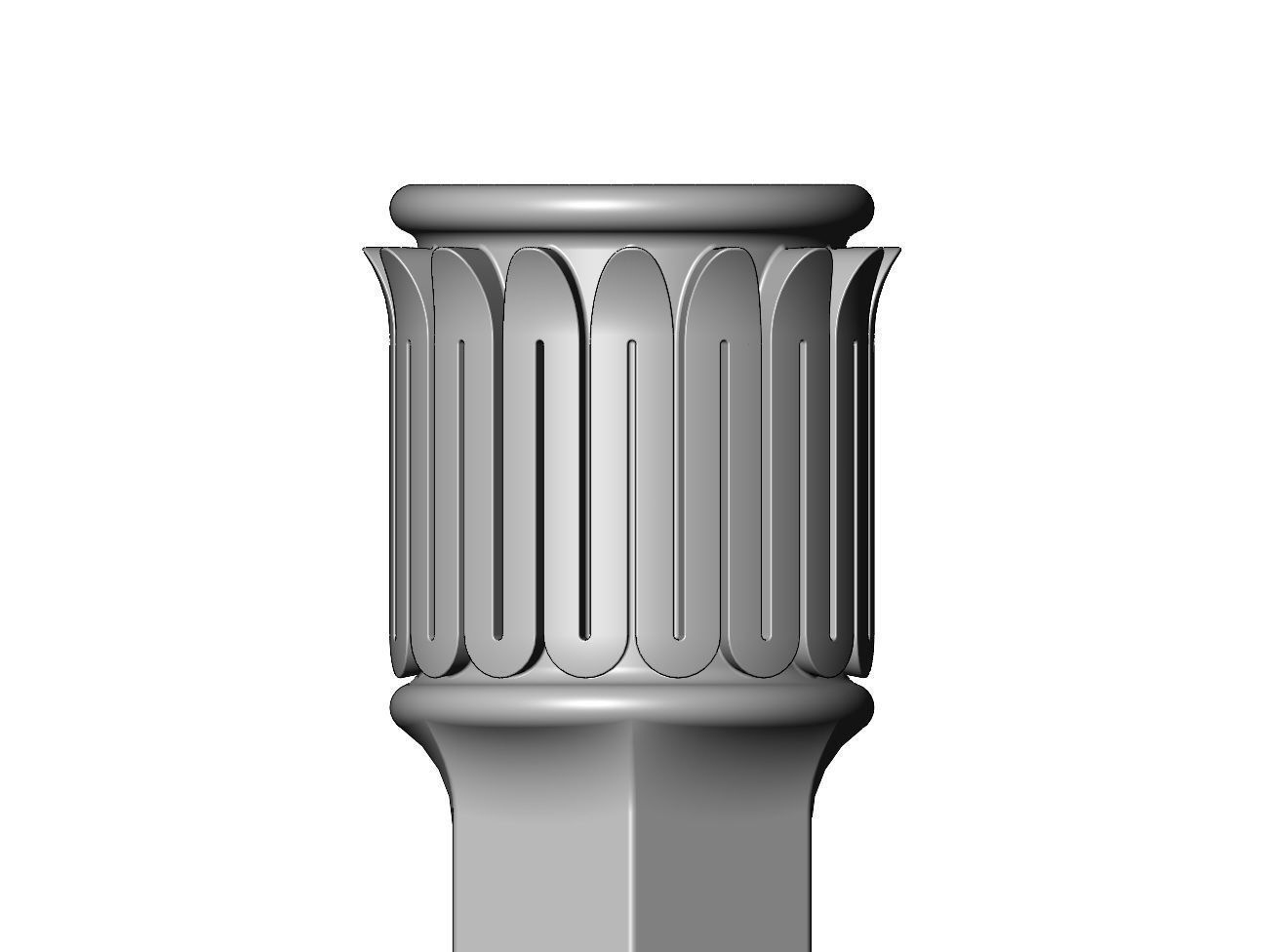Hexagonal leaf scroll moroccan arabic islamic pillar column 3D print model_2