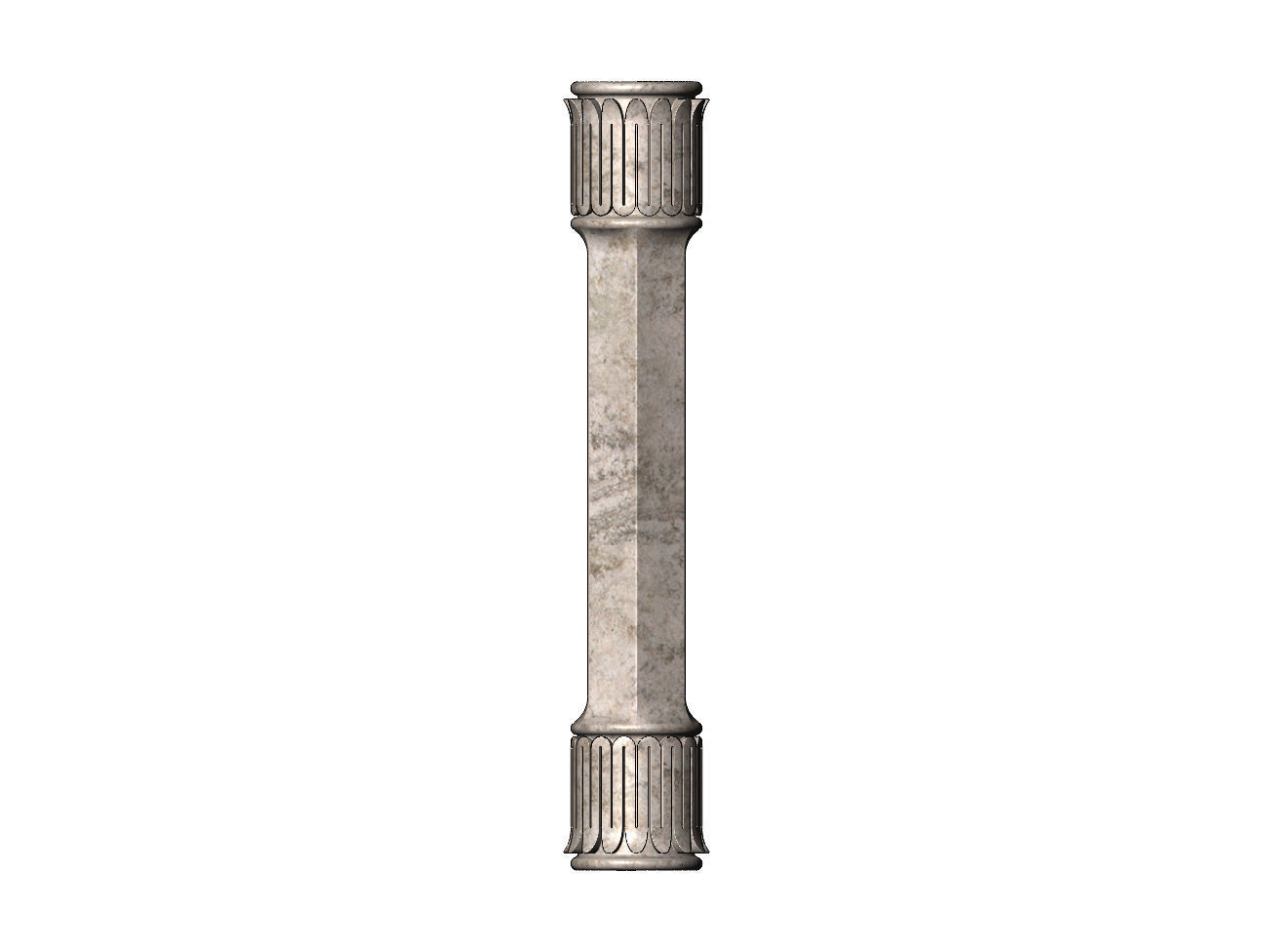 Hexagonal leaf scroll moroccan arabic islamic pillar column 3D print model_12
