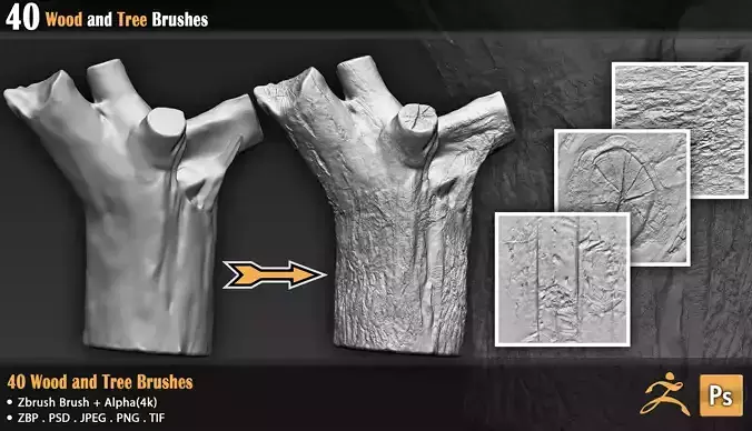 40 Wood and Tree Brushes