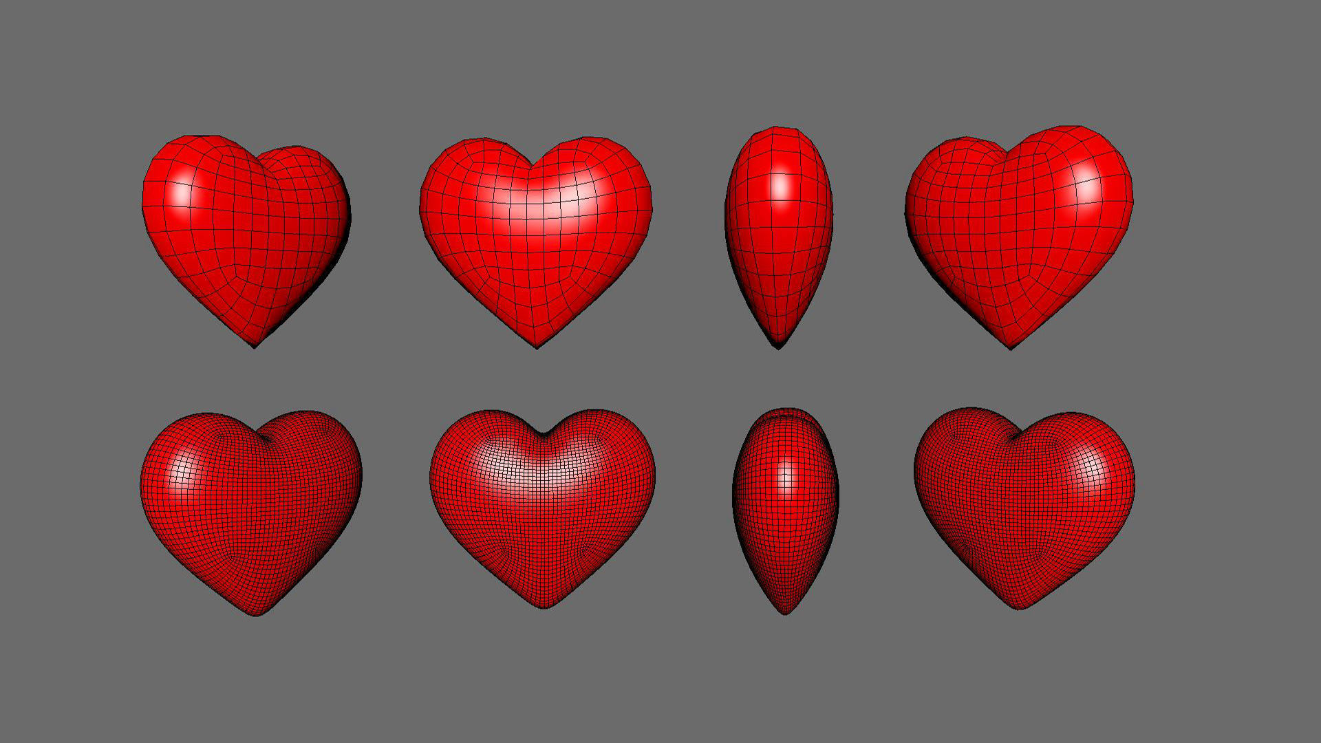 Low-Poly Heart Simple  Low-poly 3D model_5