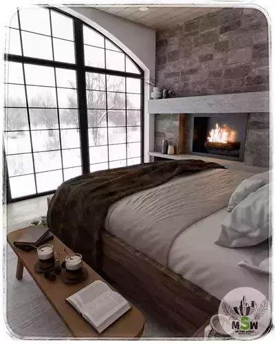 Winter Bedroom Blender Scene