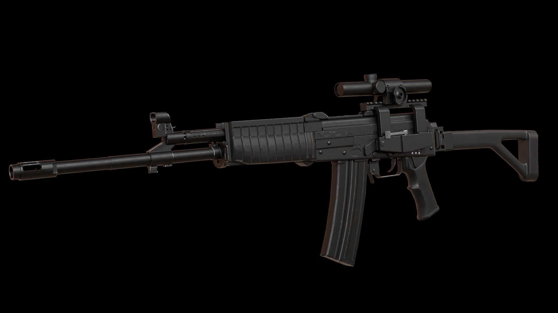 Modular assault rifle family Low-poly 3D model_2