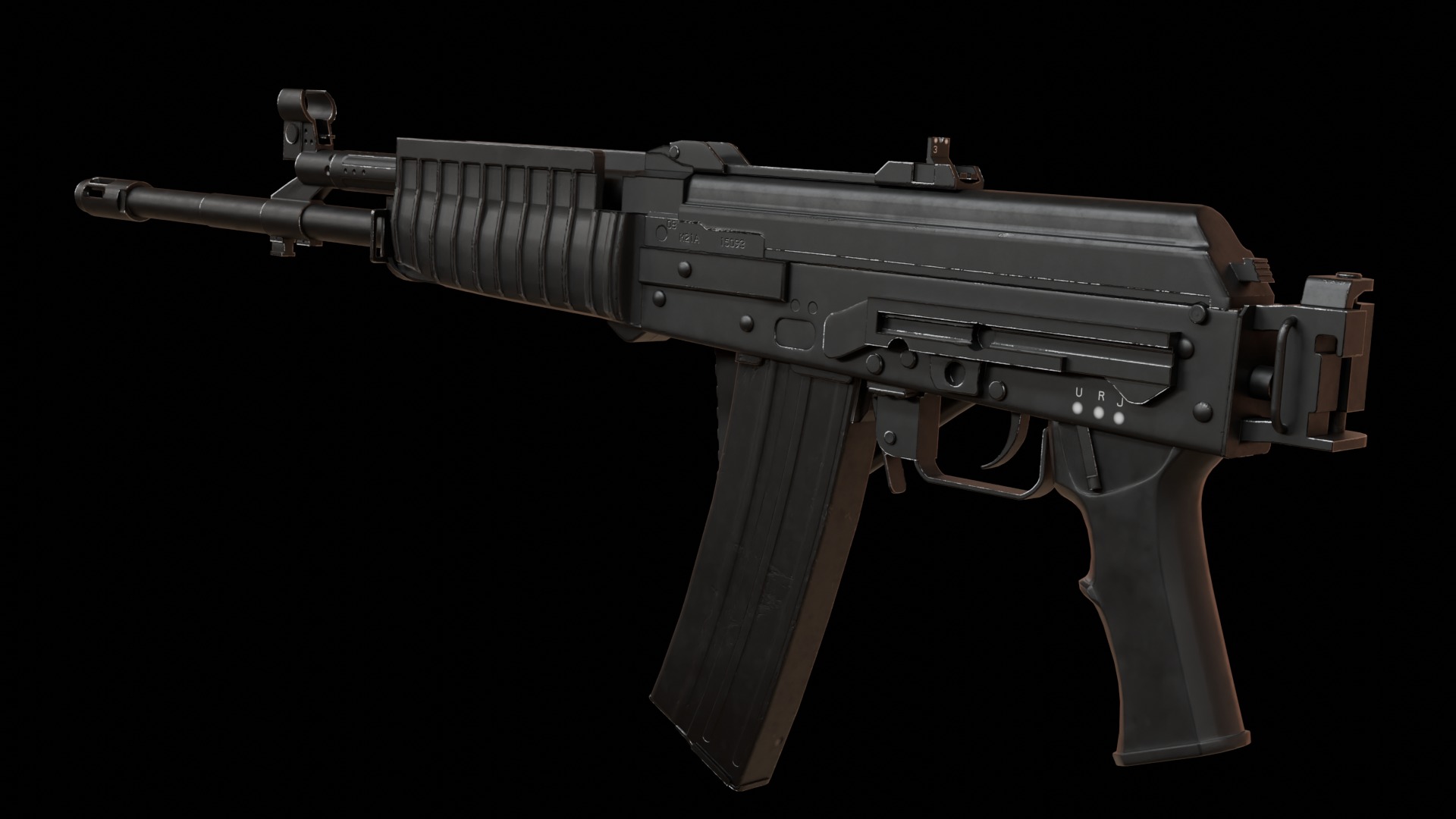 Modular assault rifle family Low-poly 3D model_4