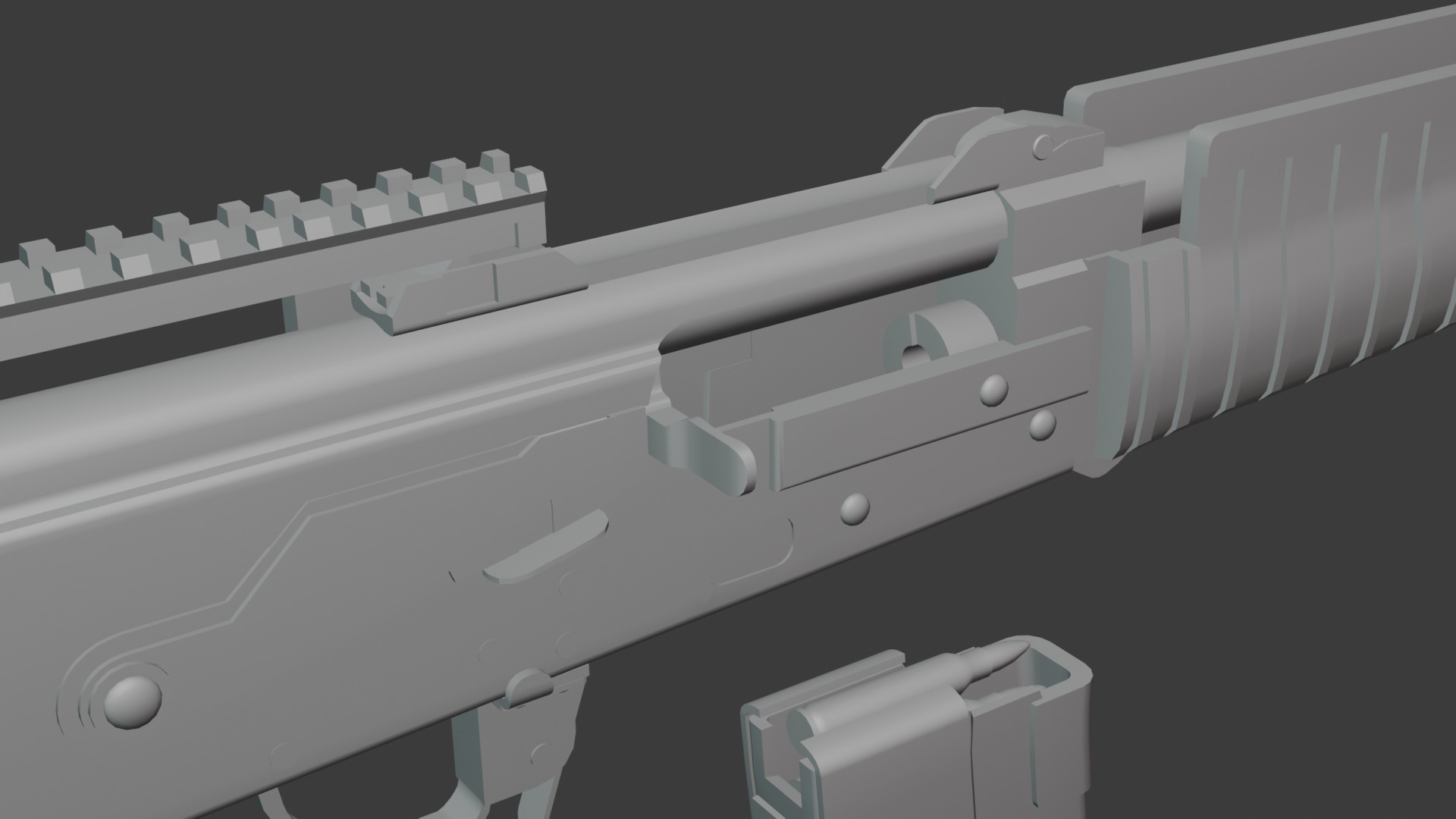 Modular assault rifle family Low-poly 3D model_12