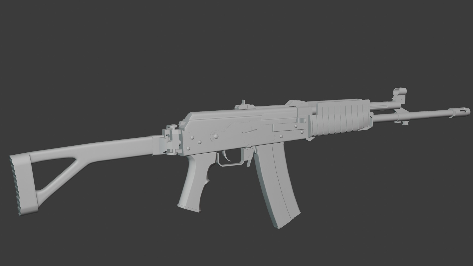 Modular assault rifle family Low-poly 3D model_8