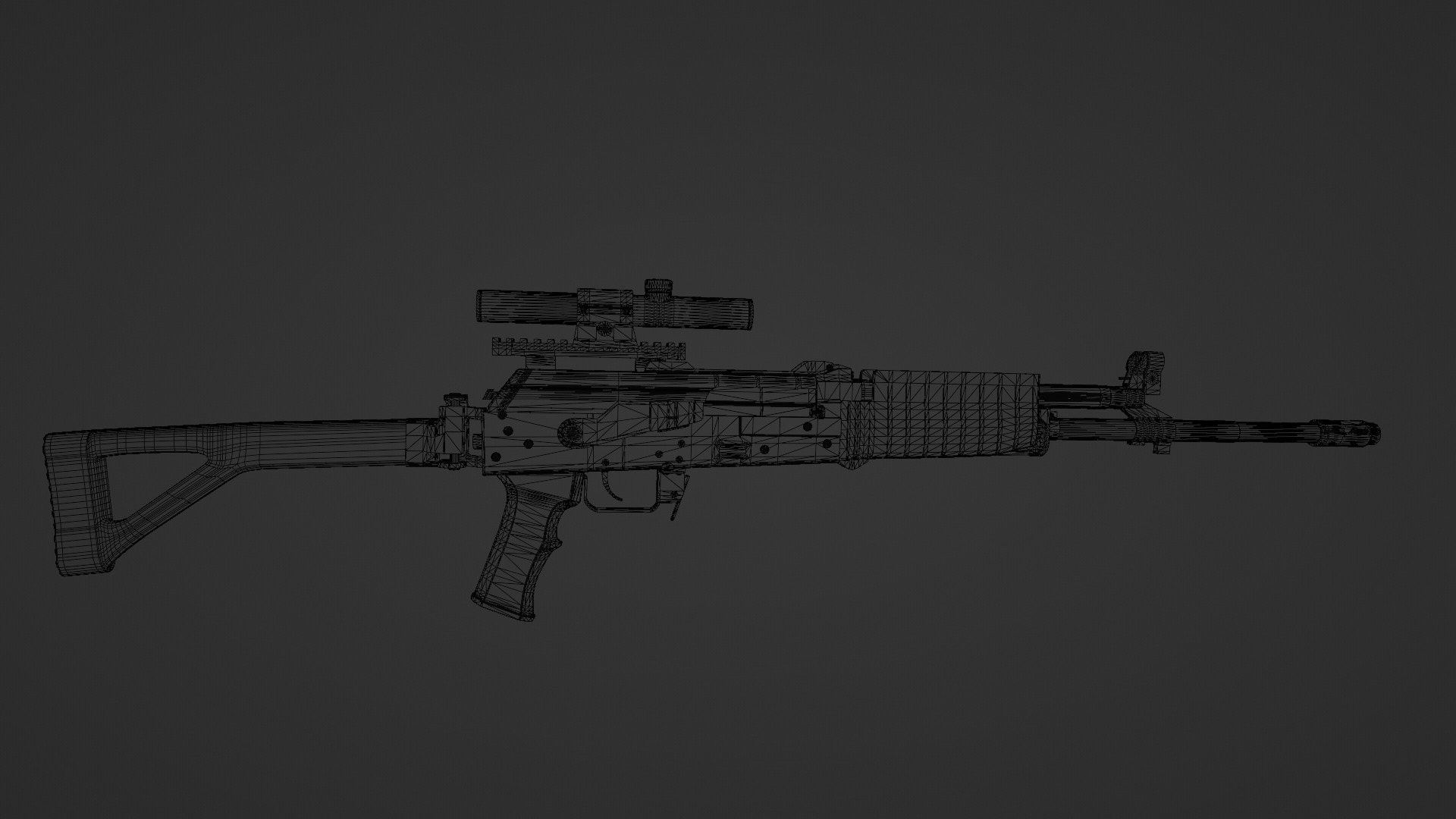 Modular assault rifle family Low-poly 3D model_6