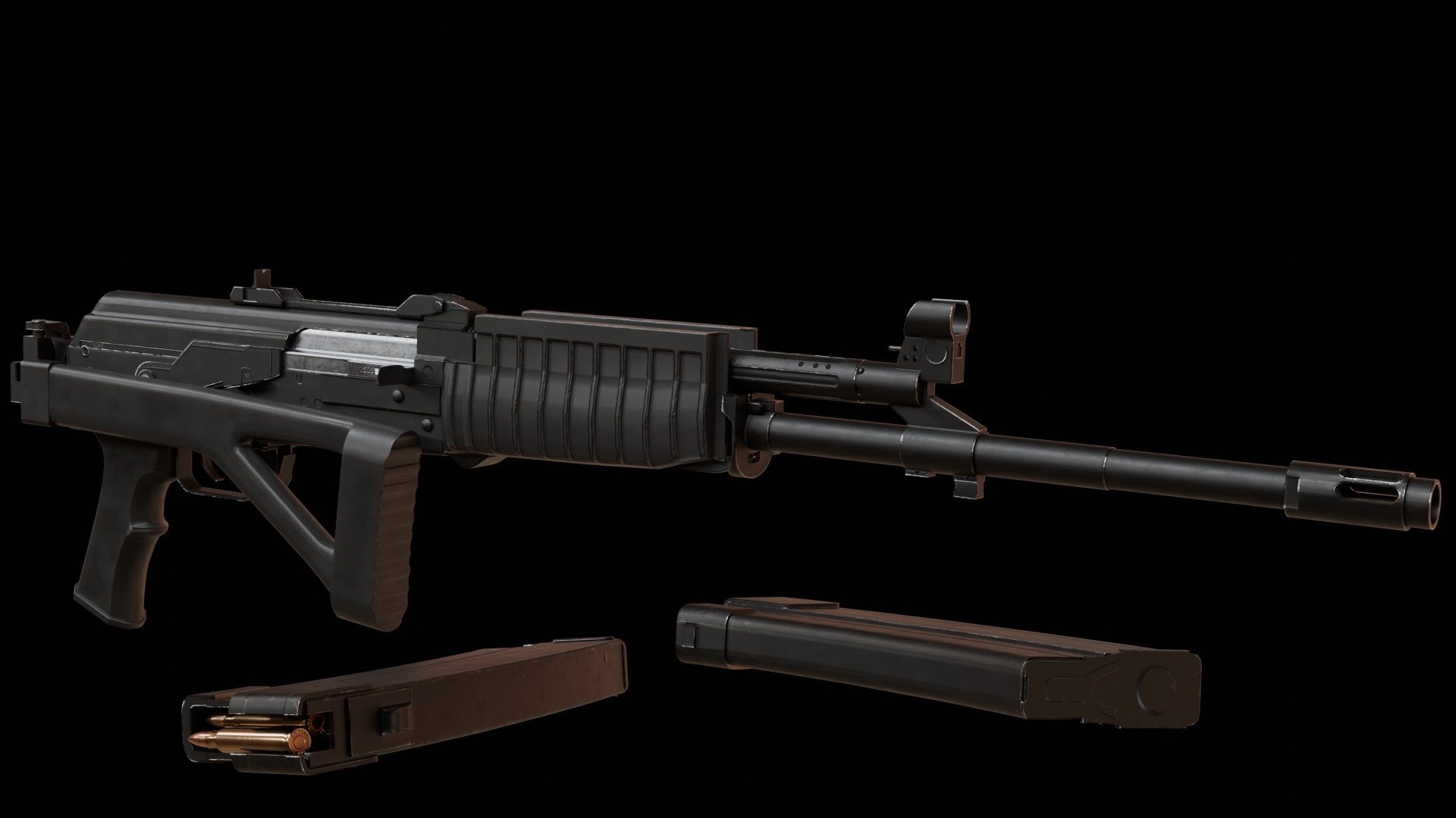 Modular assault rifle family Low-poly 3D model_5