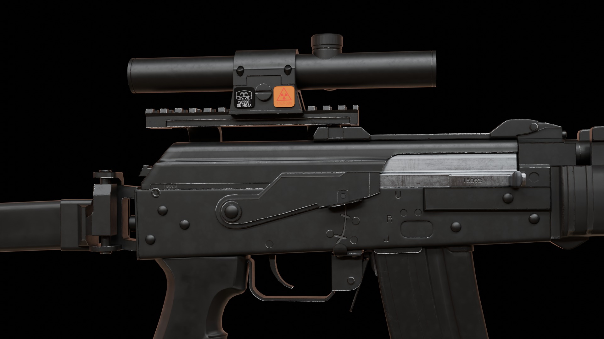 Modular assault rifle family Low-poly 3D model_3