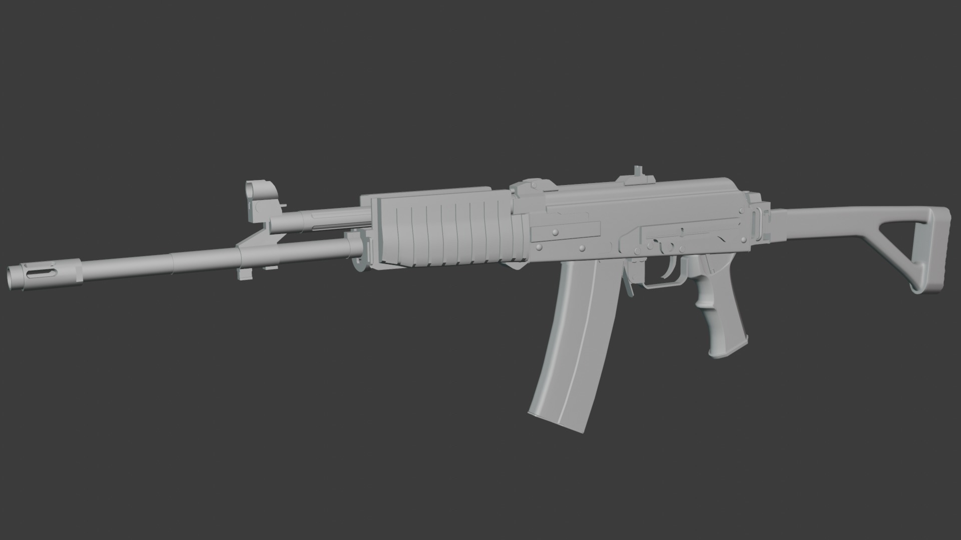 Modular assault rifle family Low-poly 3D model_9