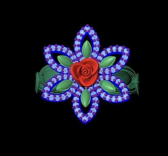 Diamond Rose Ring RG01 3D print model_5