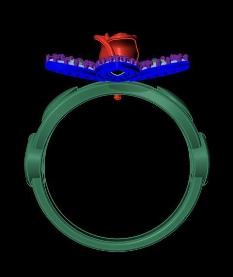 Diamond Rose Ring RG01 3D print model_7