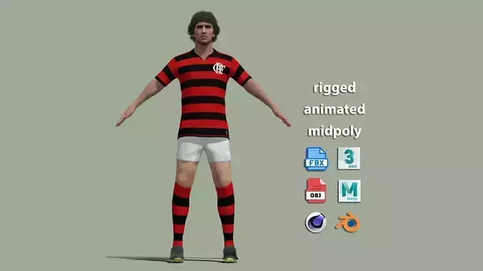 T-Pose Rigged Zico Flamengo 3D model