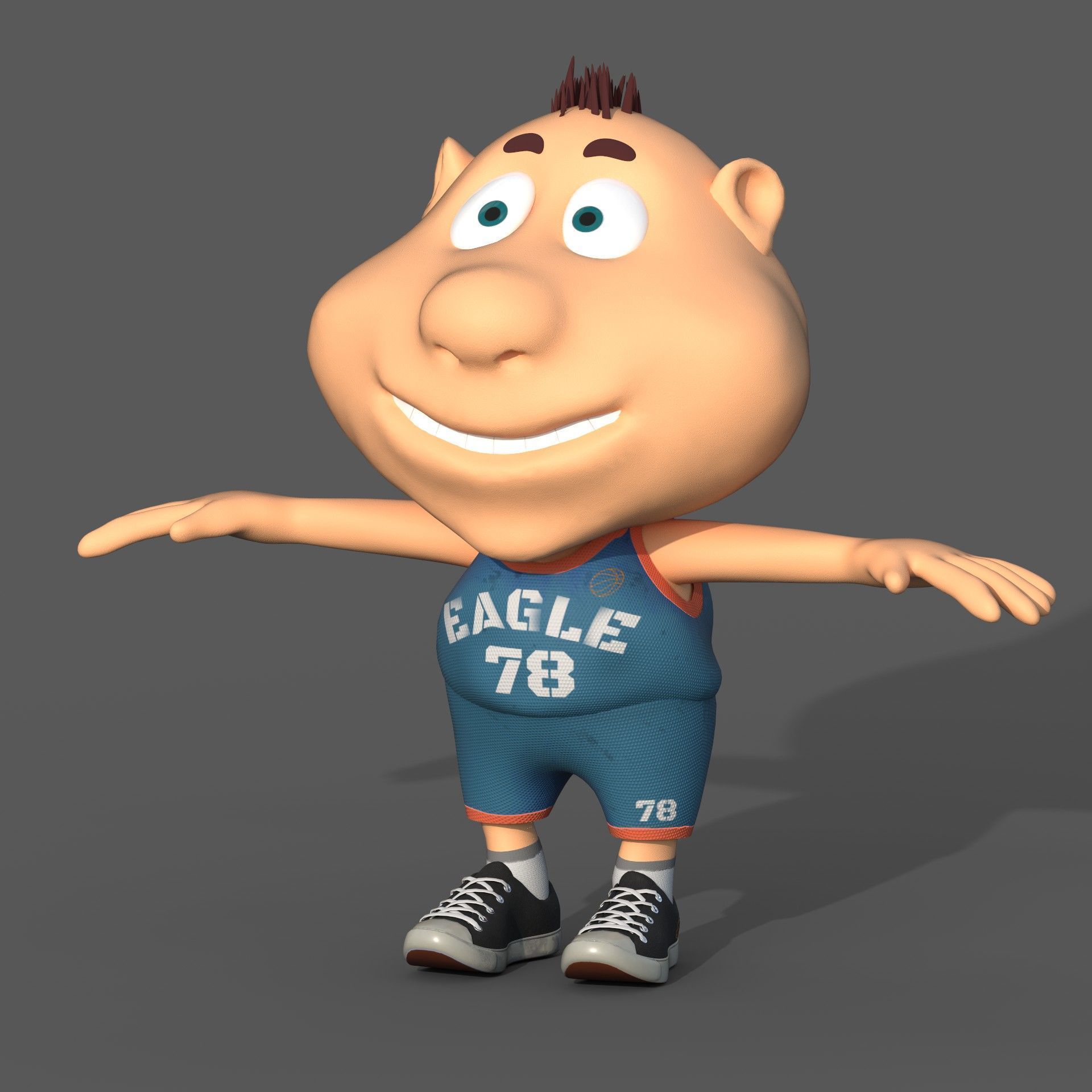 Cartoon basketball player game and print Low-poly 3D model_1
