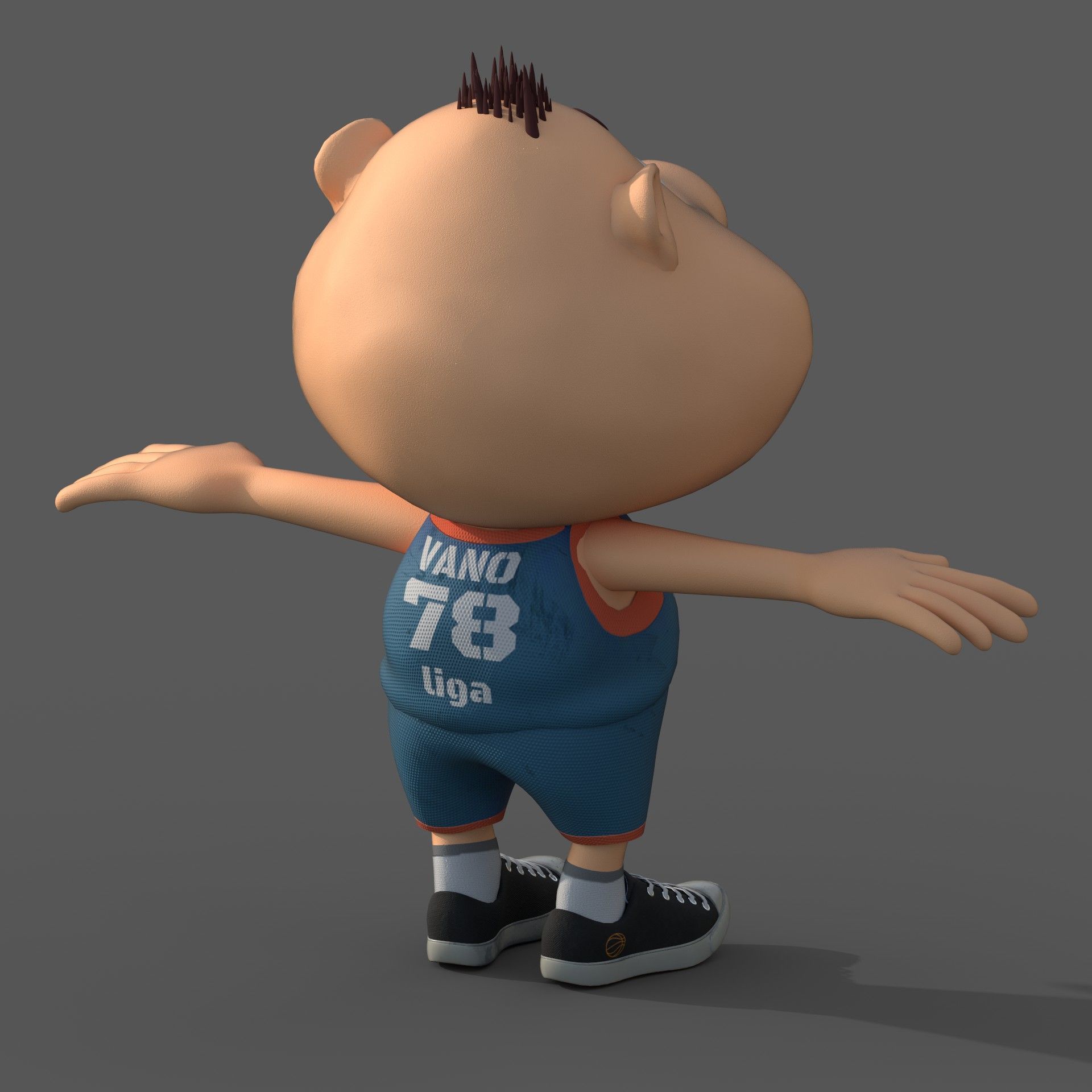 Cartoon basketball player game and print Low-poly 3D model_6