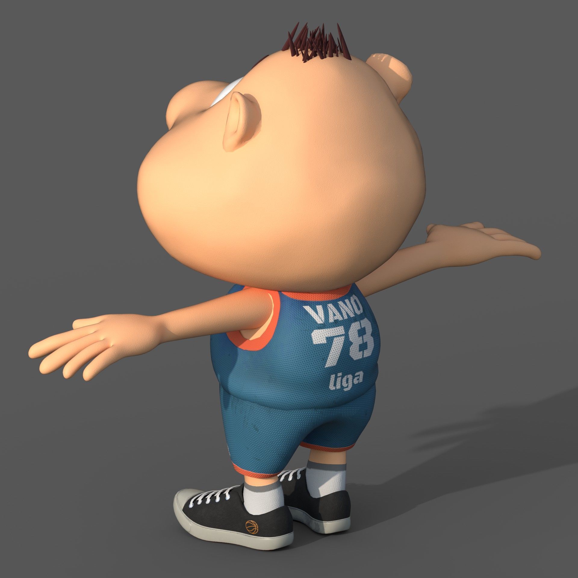 Cartoon basketball player game and print Low-poly 3D model_4