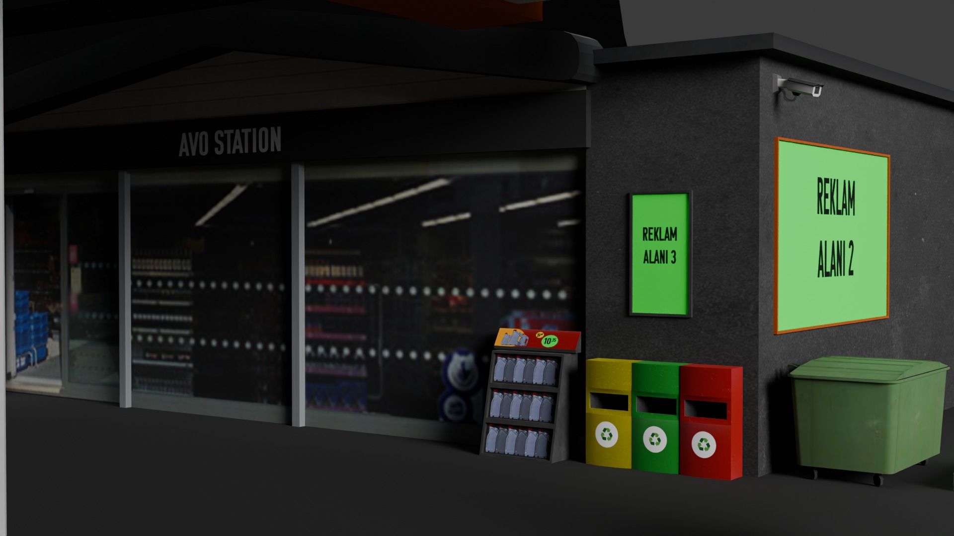 Low Poly Gas Station Model Low-poly 3D model_7