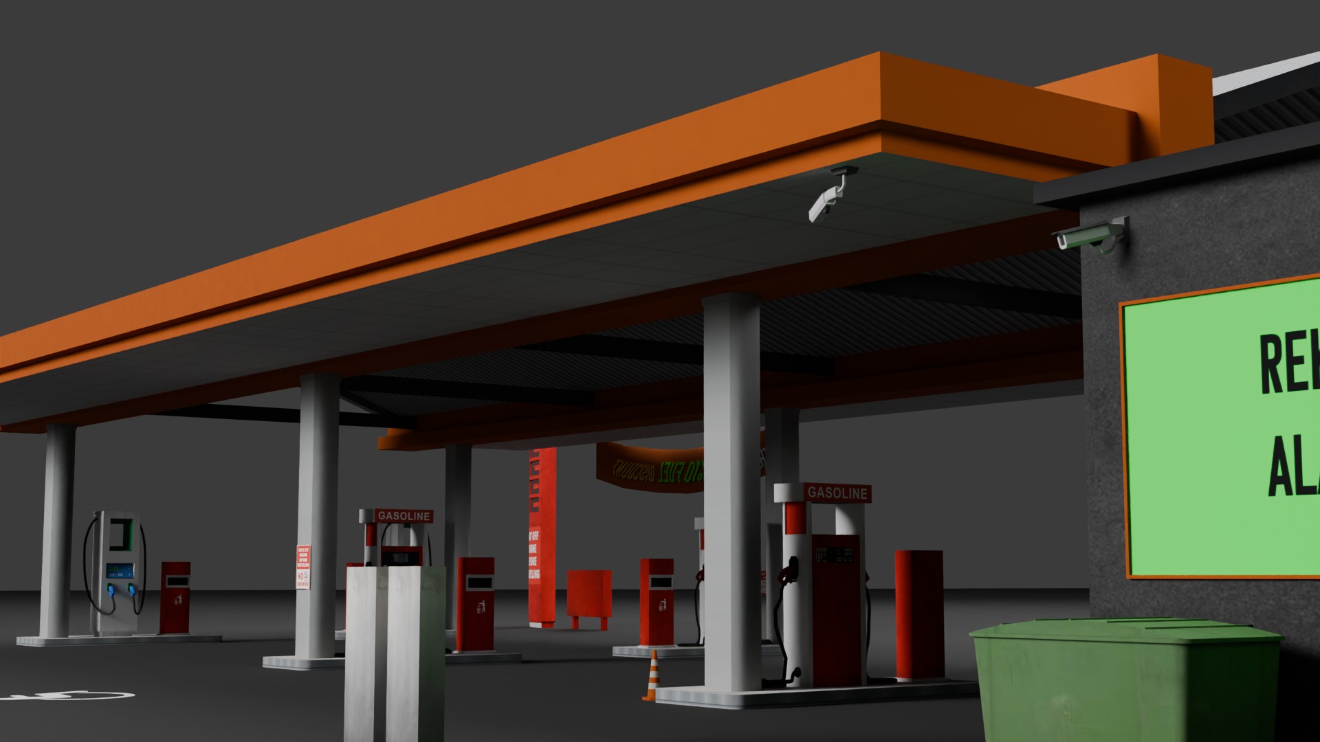 Low Poly Gas Station Model Low-poly 3D model_3