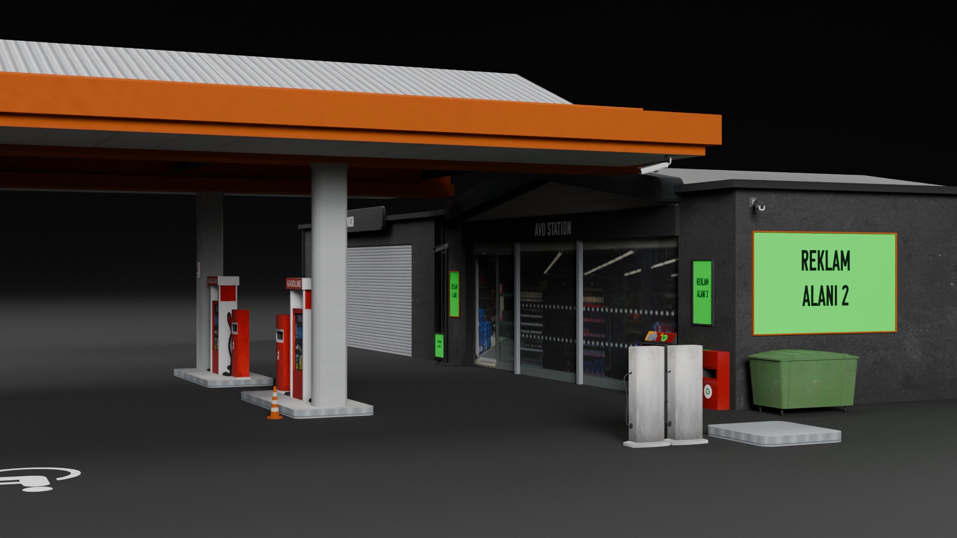 Low Poly Gas Station Model Low-poly 3D model_9
