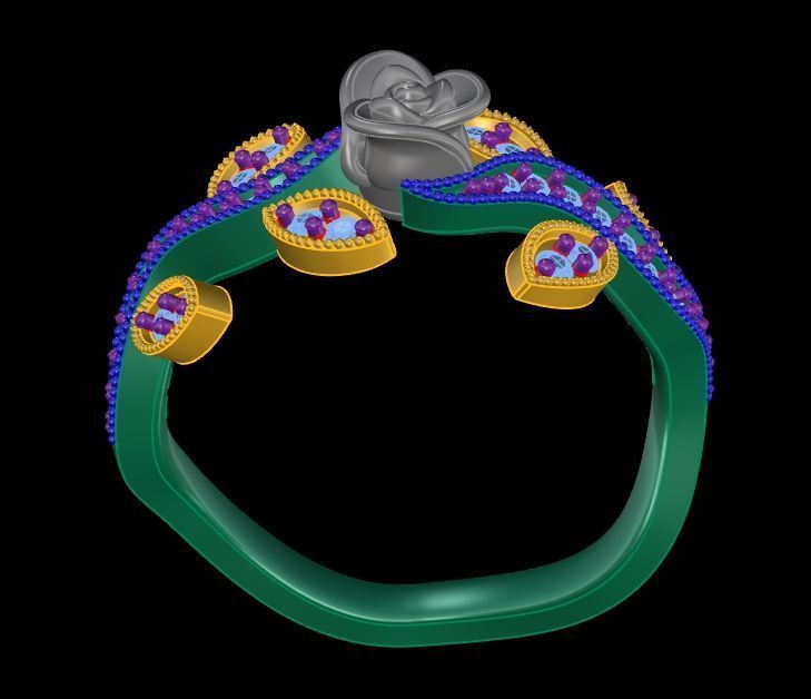 Diamond Rose Ring RG02 3D print model_5