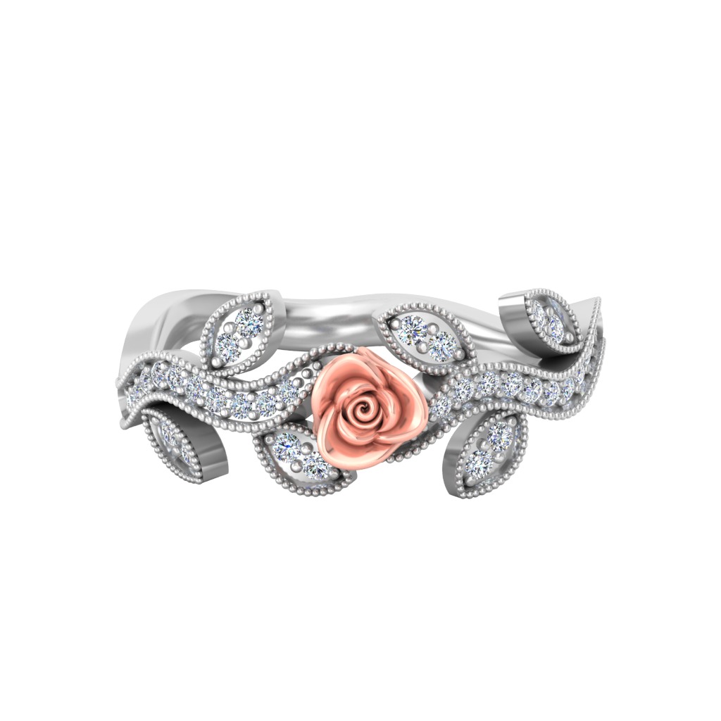 Diamond Rose Ring RG02 3D print model_2
