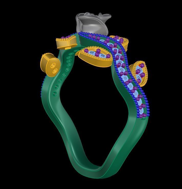 Diamond Rose Ring RG02 3D print model_6