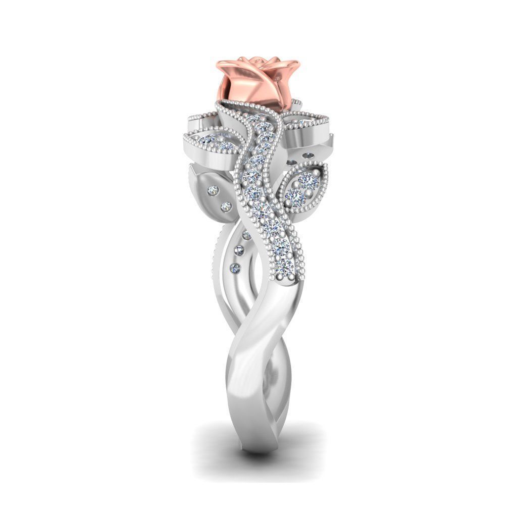 Diamond Rose Ring RG02 3D print model_4