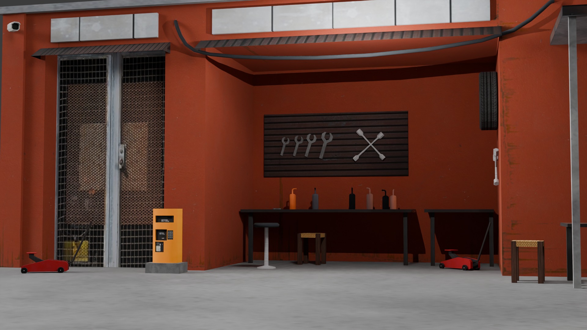 Low Poly Garage - Tire Shop - Auto Service Low-poly 3D model_11