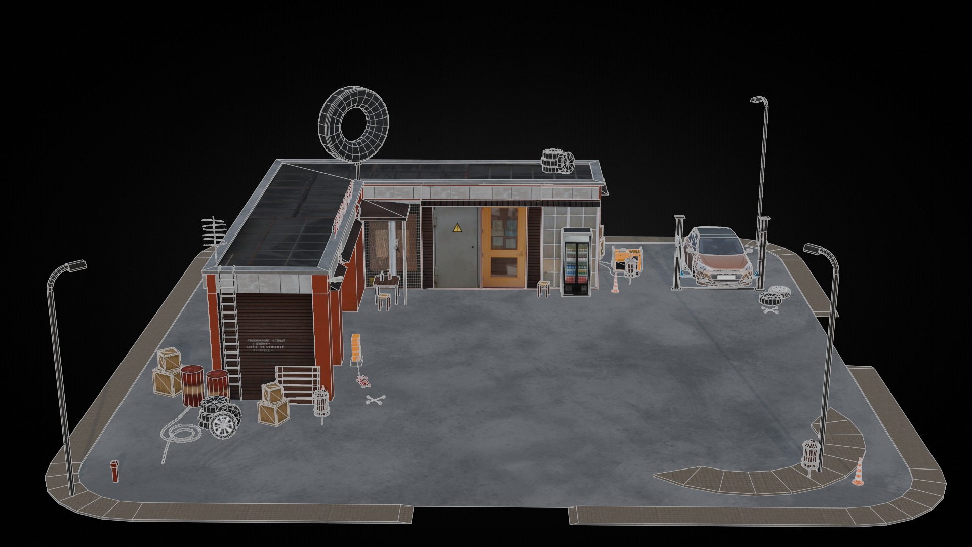 Low Poly Garage - Tire Shop - Auto Service Low-poly 3D model_5