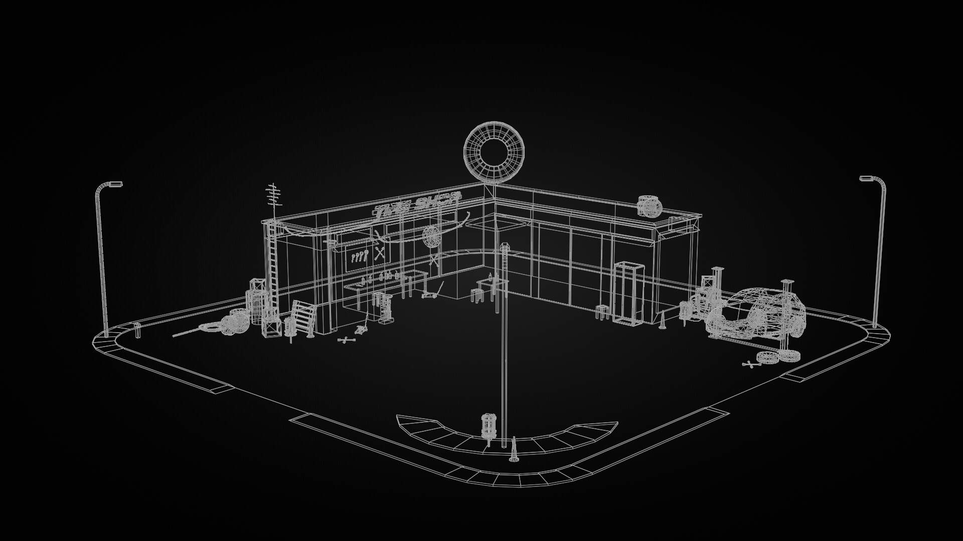 Low Poly Garage - Tire Shop - Auto Service Low-poly 3D model_6