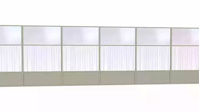 Glass Wall with Curtains Low-poly 3D model