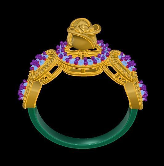 Diamond Rose Ring RG03 3D print model_8