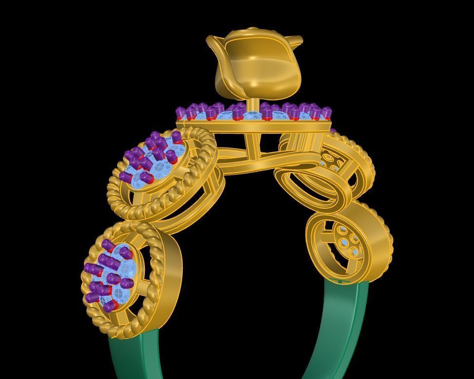 Diamond Rose Ring RG03 3D print model_6