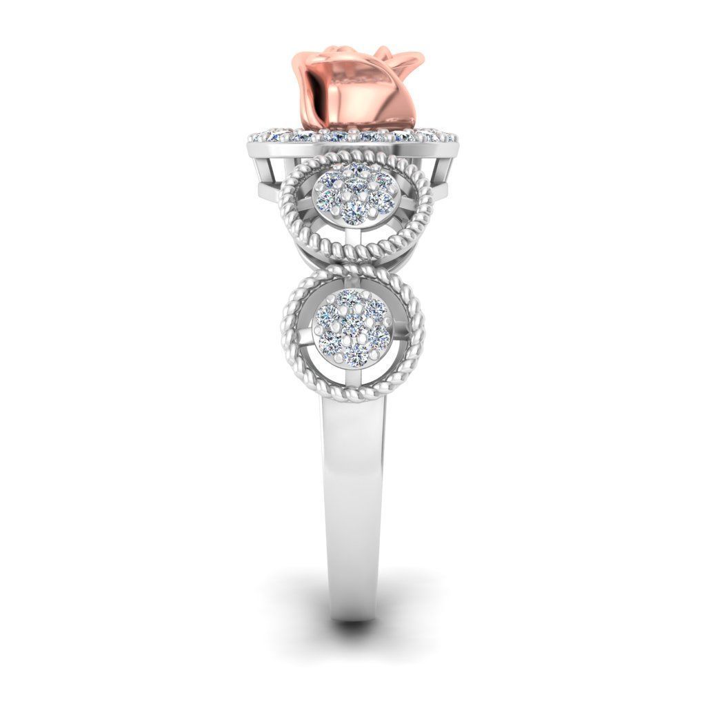 Diamond Rose Ring RG03 3D print model_3