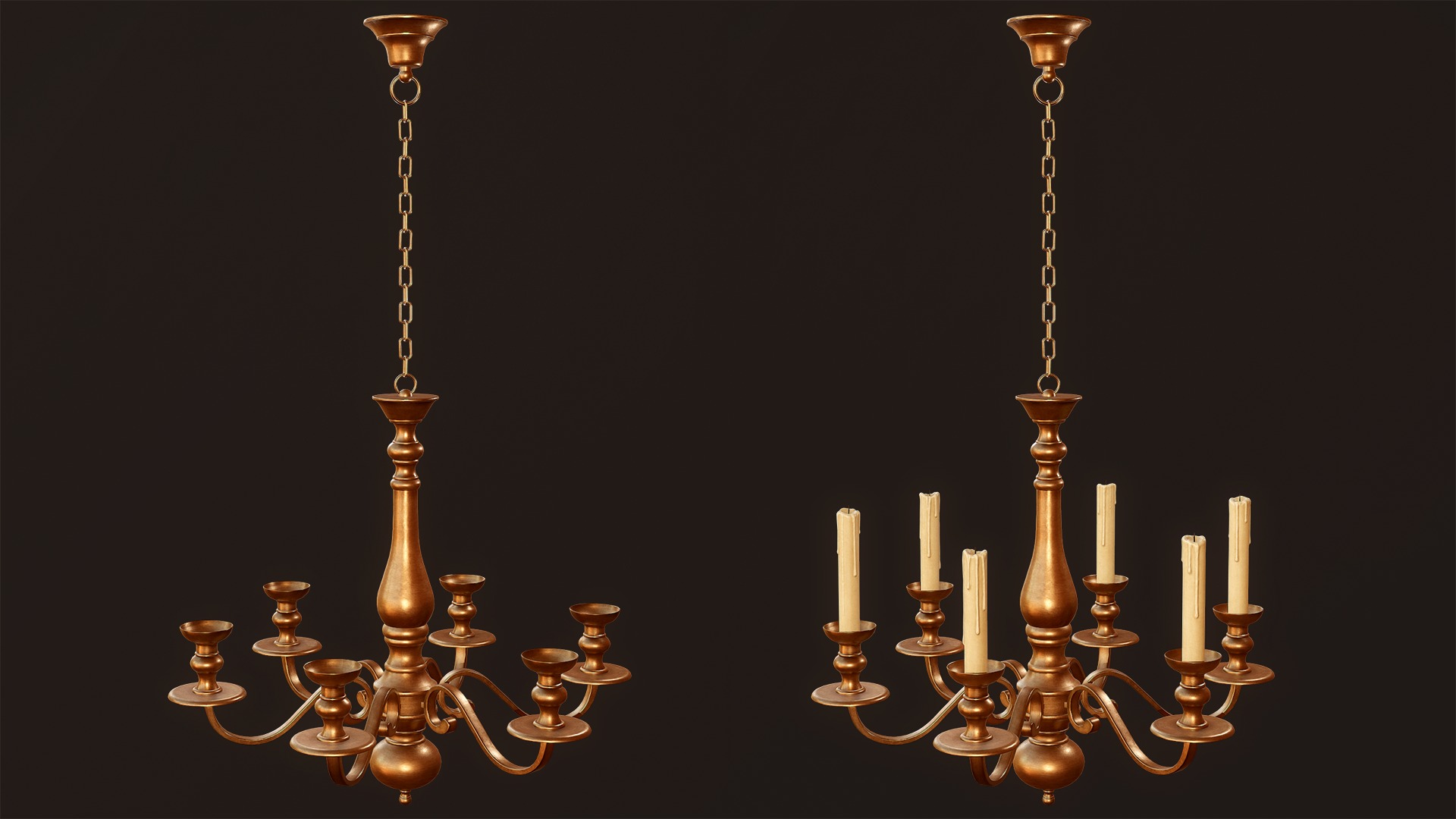 Candlesticks and Chandeliers - PBR Game Ready Low-poly 3D model_3