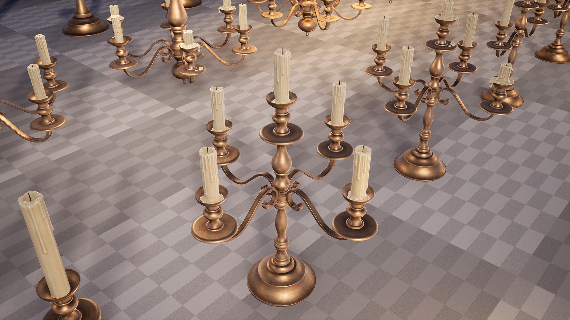 Candlesticks and Chandeliers - PBR Game Ready Low-poly 3D model_15